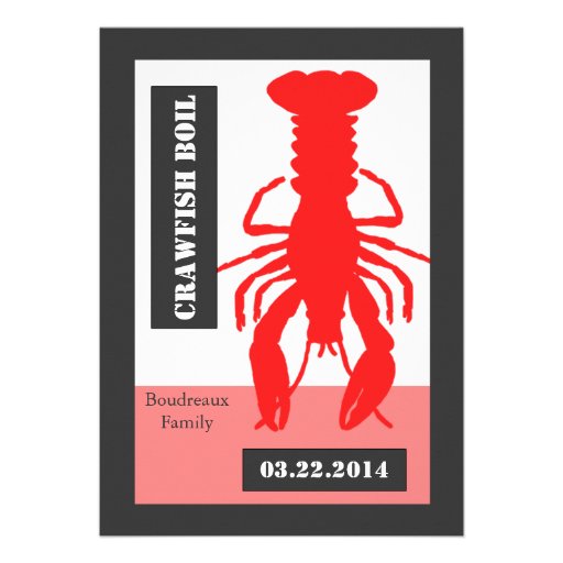 Retro Poster Style Crawish / Lobster Boil Invitations
