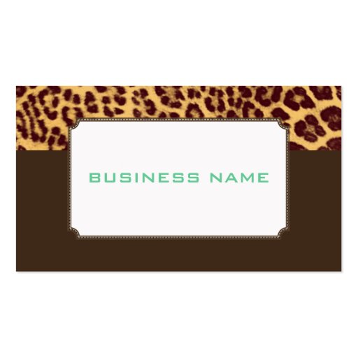 Retro profile cards leopard print business card templates (back side)