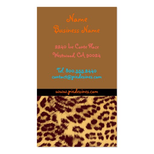 Retro profile cards leopard print business card templates (front side)