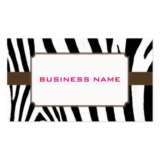 Retro profile cards zebra print business card template (back side)