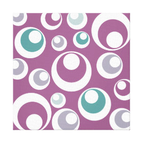 Retro Purple and Aqua Circles Dots Design Gallery Wrapped Canvas