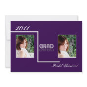 Retro Purple and White Graduation Announcement