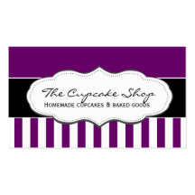 Retro Purple and White Striped Business Cards