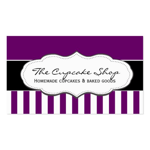 Retro Purple and White Striped Business Cards