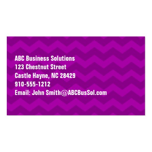 Retro Purple Chevron Professional Business Cards (back side)