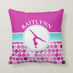 Retro Purple Circles Gymnastics by Golly Girls Throw Pillow