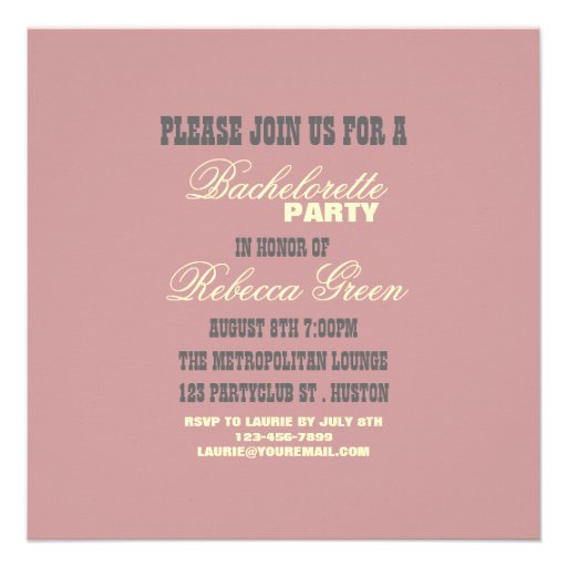 retro purple martini bachelorette party invitation