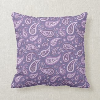 Retro Purple Paisley Pattern Throw Pillows