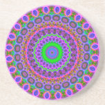 Retro Purple Pattern Fractal Art Drink Coasters