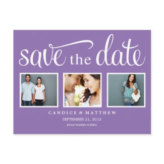 RETRO PURPLE | SAVE THE DATE ANNOUNCEMENT postcard