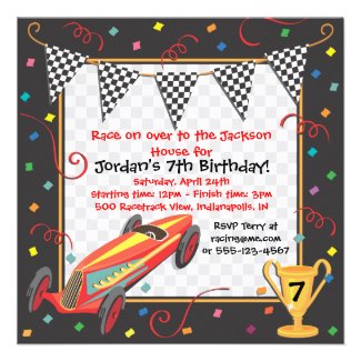 Retro Race Car Birthday Party Invitation