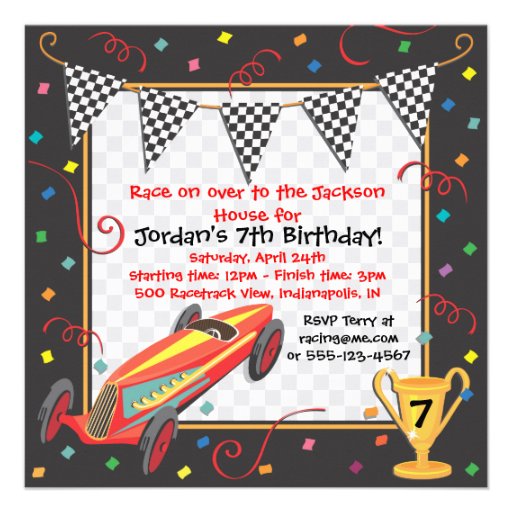 Retro Race Car Birthday Party Invitation