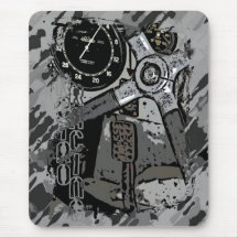Retro Racing - grey splatter Mouse Pads