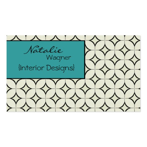 Retro Radiance Business Card, Turquoise (front side)