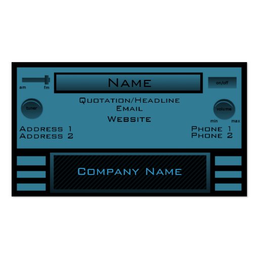 Retro Radio Business Card, Blue (front side)