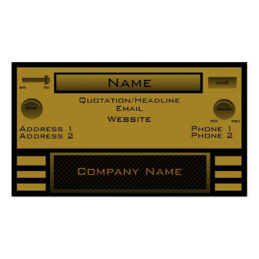 Retro Radio Business Card, Gold (front side)
