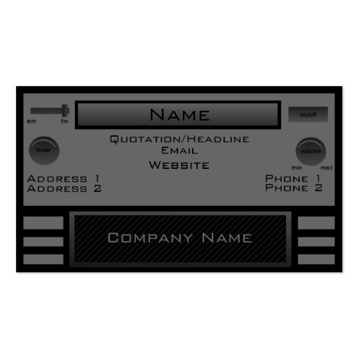 Retro Radio Business Card, Gray (front side)