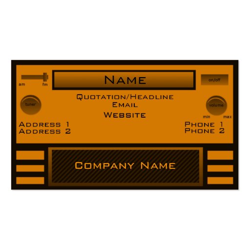 Retro Radio Business Card, Orange (front side)