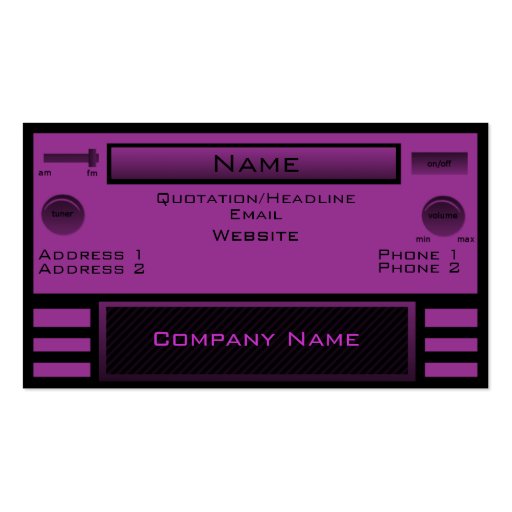 Retro Radio Business Card, Purple (front side)