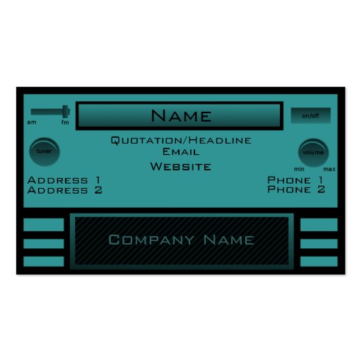 Retro Radio Business Card, Teal (front side)