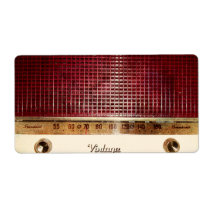 retro, music, radio, vintage, transistor, cool, old, funny, vintage radio, shipping labels, fun, old radio, classic, tuner, labels, Label with custom graphic design