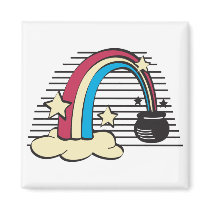 retro rainbow and pot o gold magnets