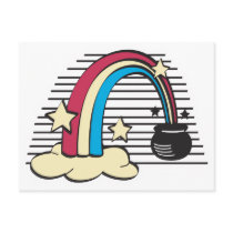 retro rainbow and pot o gold postcards