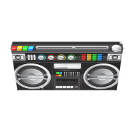 retro rainbow buttons ghetto blaster boom box wrappedcanvas