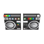 retro rainbow buttons ghetto blaster boom box
