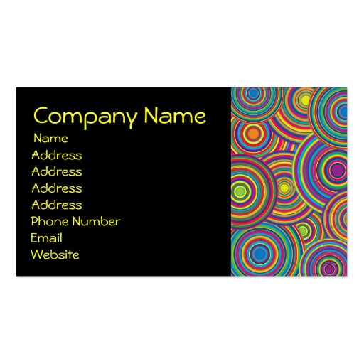Retro Rainbow Circles Pattern Business Card (front side)