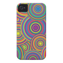 Retro Rainbow Circles Pattern Case-Mate iPhone 4 Case