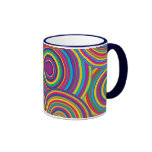Retro Rainbow Circles Pattern Coffee Mugs