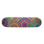 Retro Rainbow Circles Pattern Custom Skate Board
