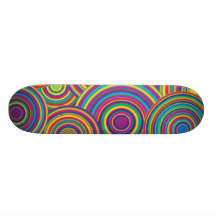 Retro Rainbow Circles Pattern Custom Skate Board