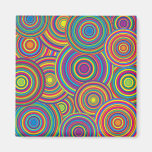 Retro Rainbow Circles Pattern Fridge Magnets