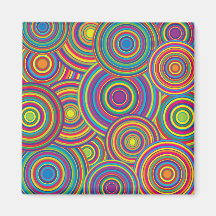 Retro Rainbow Circles Pattern Fridge Magnets