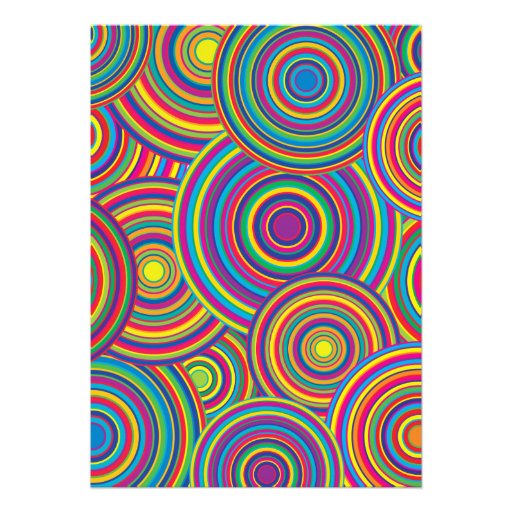 Retro Rainbow Circles Pattern Personalized Invites