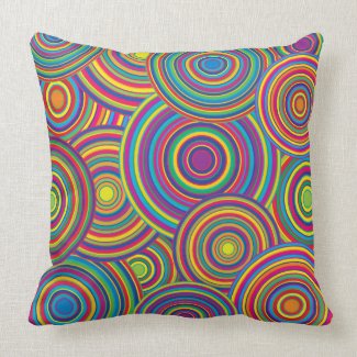 Retro Rainbow Circles Pattern Pillow