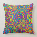 Retro Rainbow Circles Pattern pillows