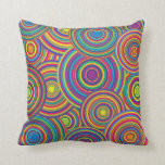 Retro Rainbow Circles Pattern Pillow