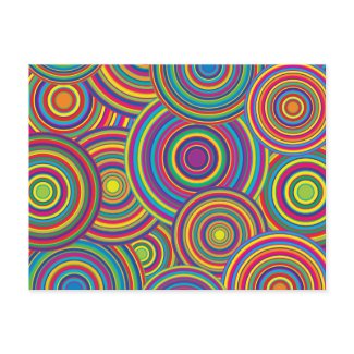 Retro Rainbow Circles Pattern Postcards