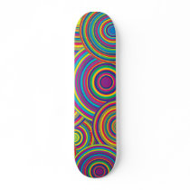 Retro Rainbow Circles Pattern Custom Skate Board