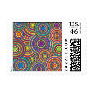 Retro Rainbow Circles Pattern Stamp