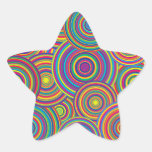 Retro Rainbow Circles Pattern Star Sticker