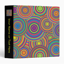 Retro Rainbow Circles Pattern Vinyl Binder