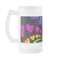 Retro rainbow hearts beer mug