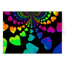 Retro rainbow hearts greeting cards