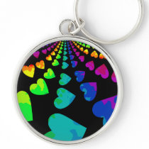 Retro rainbow hearts key chain