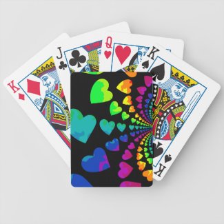 Retro rainbow hearts on black card decks