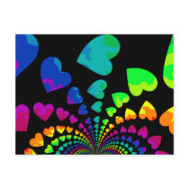Retro rainbow hearts post cards